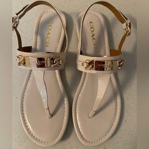 COACH Caterine Ivory Patent Leather Sandals size 8B